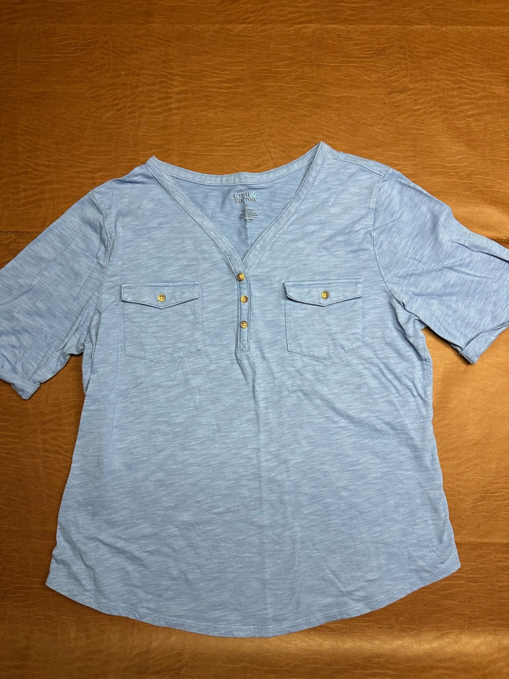 croft & barrow Light Blue Henley Pocket Tee, XL
